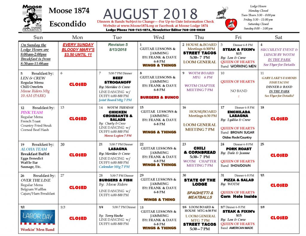 Moose Calendar AUGUST 2018-4 - Moose 1874